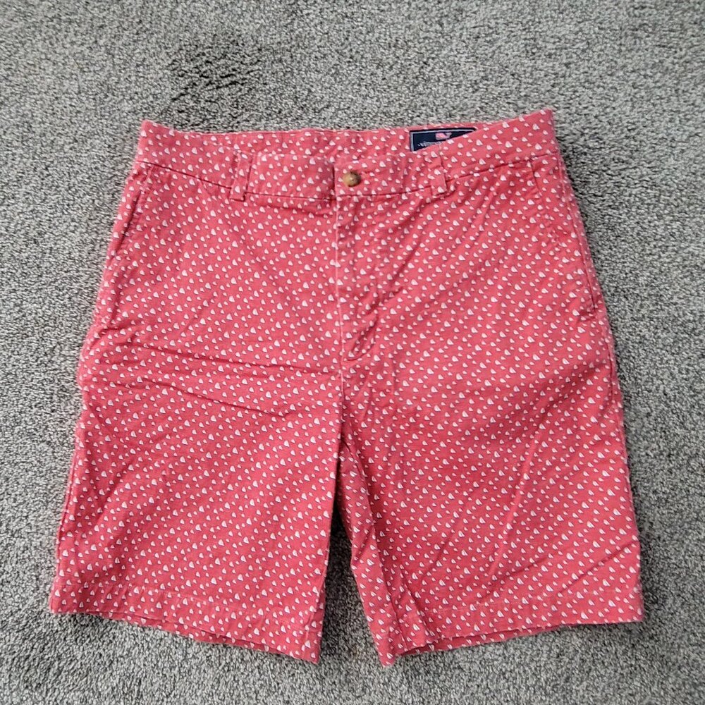 Vineyard Vines  Red Salmon colored breaker shorts  with sail boats  34 waist